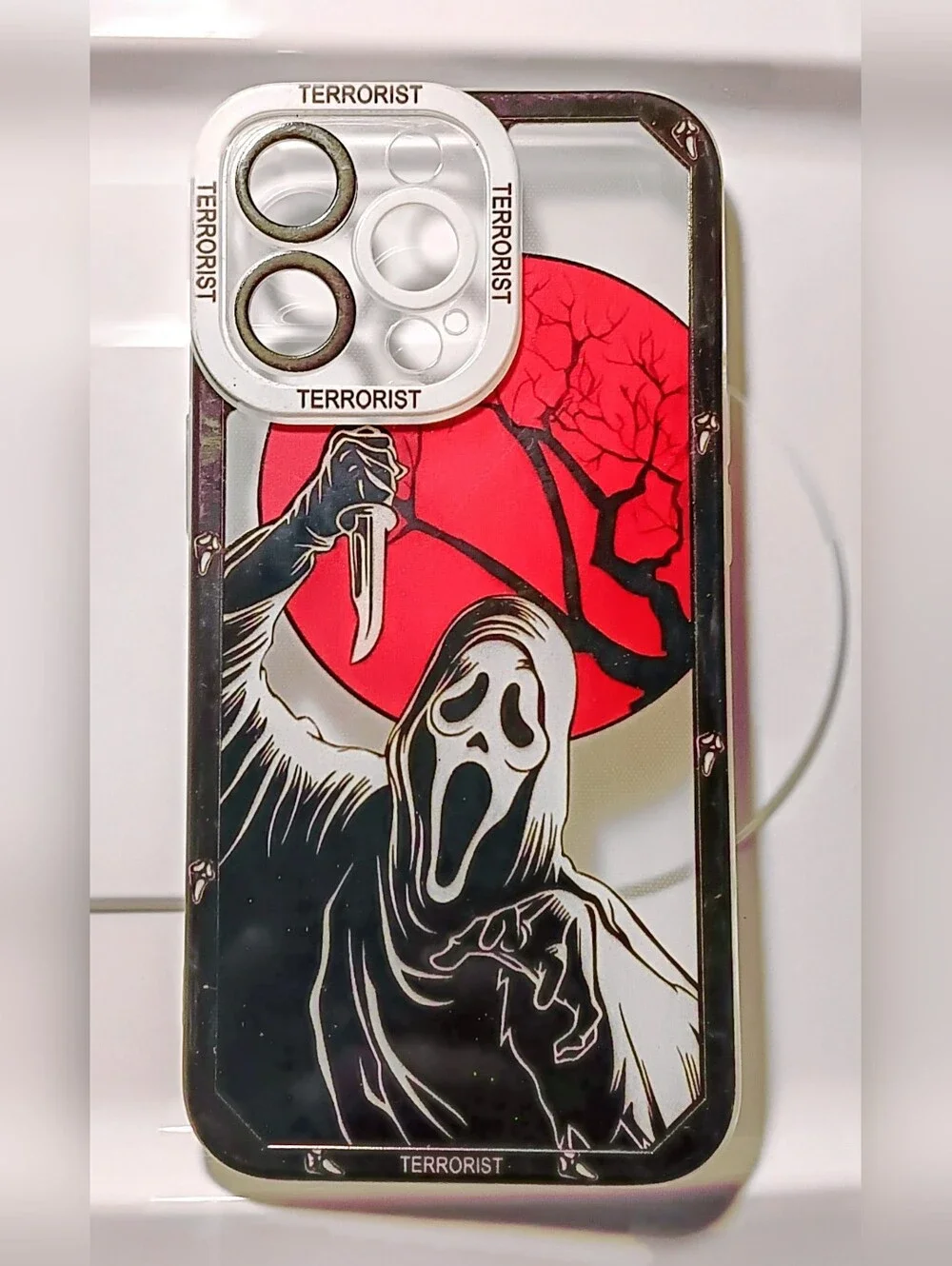 Clear iPhone Pattern Compatible with iPhone 13 Pro Max. Scream Transparent Soft